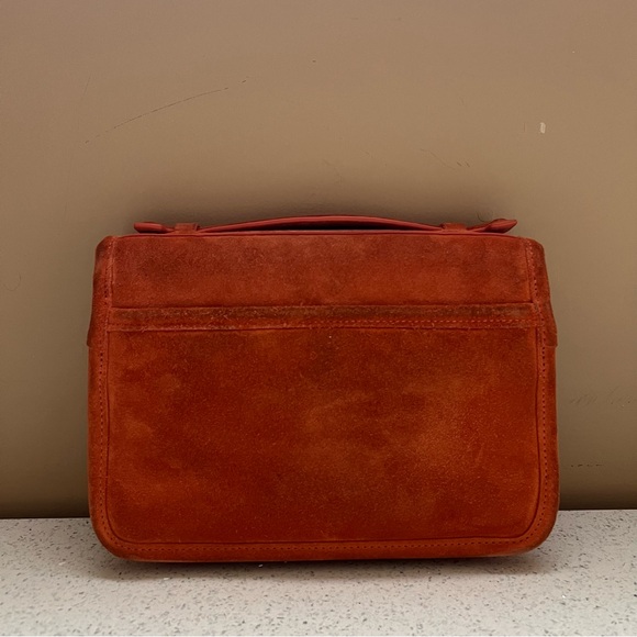 Tory Burch Orange Suede Gold Hardware Top Handle Crossbody Bag Purse - Picture 6 of 16